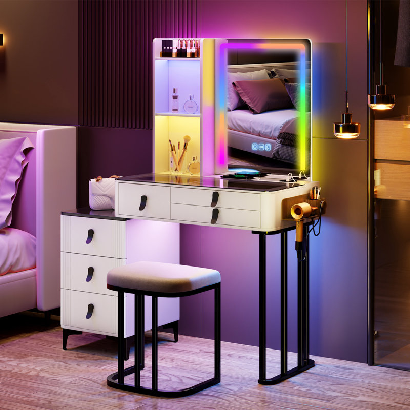 Latitude Run® Zijo Makeup Vanity with LED Light & Reviews